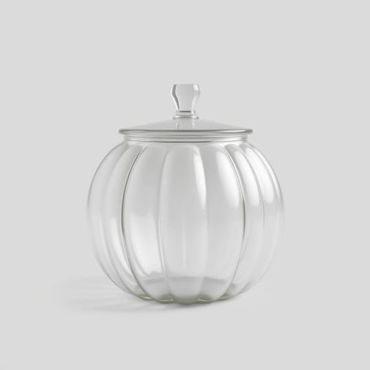 Glass Pumpkin Lidded Bowl