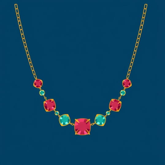 Gold Necklace With Multicolored Stones