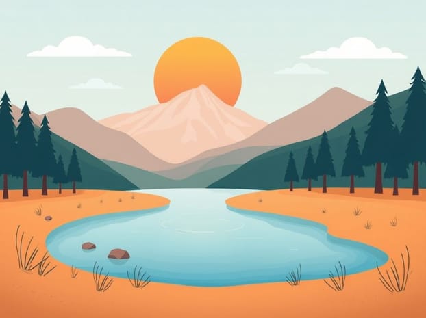 Easy Scenery Drawing With Colour