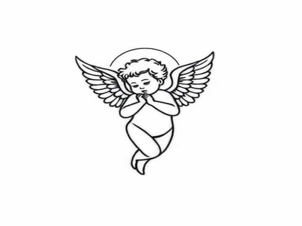 Fine Line Cherub Tattoo