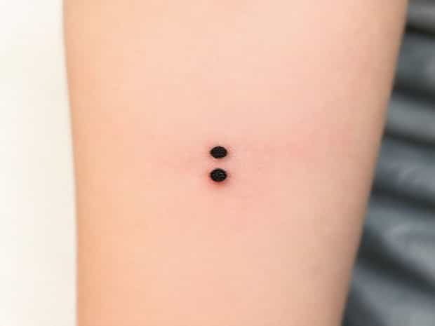 Fine Line Semicolon Tattoo