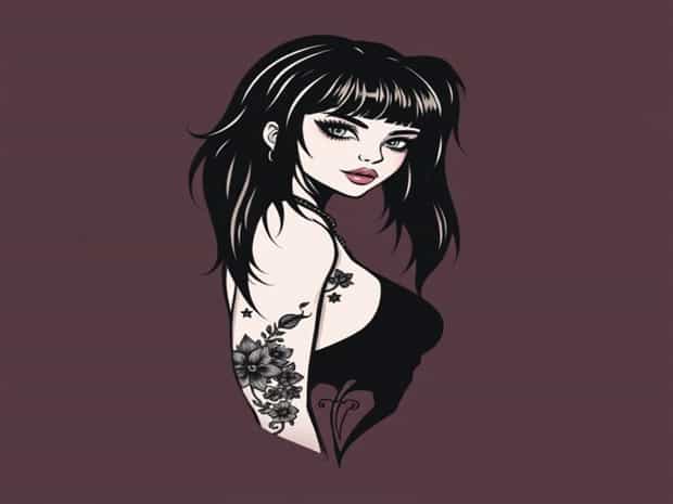 Goth Pinup Girl Tattoo