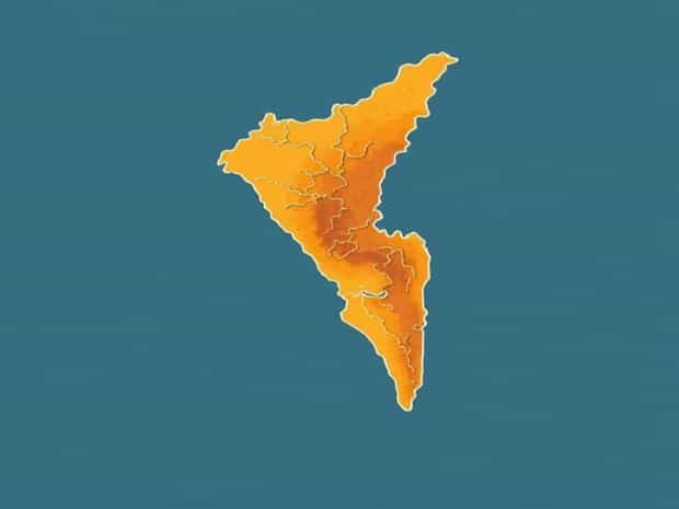 Geographical Kerala Physiography Map