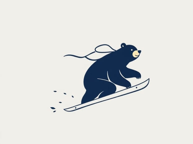 Grizzly Bear Chasing Snowboarder