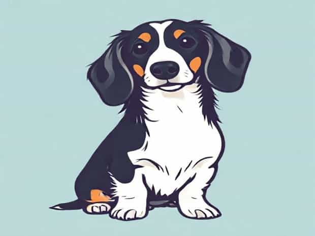 Long Haired Cream Piebald Dachshund