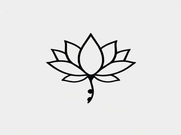 Lotus Flower Semicolon Tattoo
