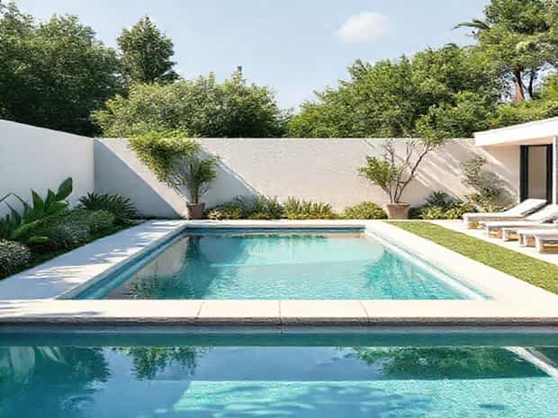 Jardin Luxuriant Avec Piscine