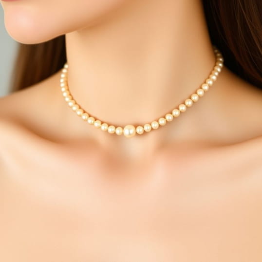 Gold Pearl Choker Necklace