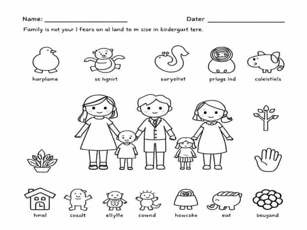 Family Worksheet For Kindergarten