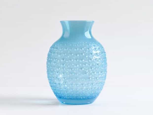 Fenton Blue Opalescent Hobnail Vase