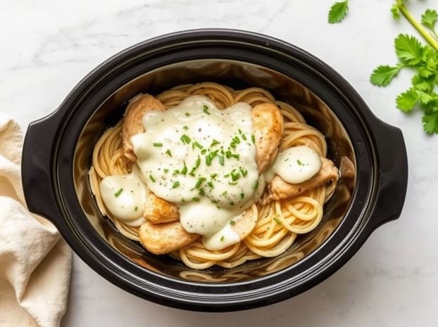 Easy Crockpot Chicken Alfredo