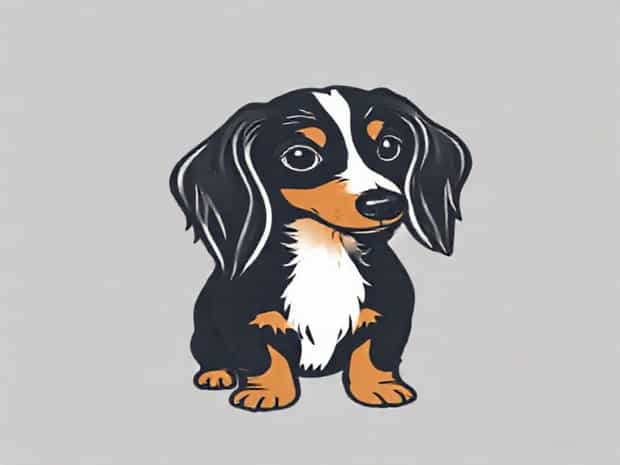 Long Haired Piebald Mini Dachshund