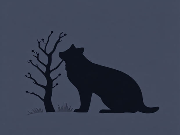 Coon Dog Treeing Silhouette